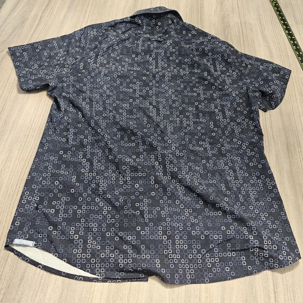 7 Diamonds 4 Way Stretch Shirt Mens‎ Large Blue Geometric Button Up Casual Dad
